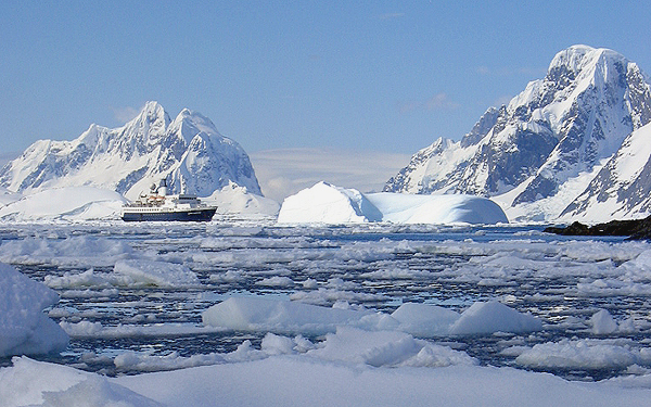 TV's, 2009 Antarctic Ski Cruise. clipper-adventurer-near-antarctic-peninsula