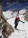 Dustin hikes the couloir