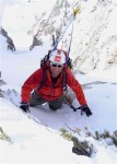 Reed Finlay picks his way through the lovwer couloirs