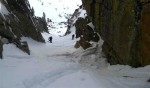 Skining up the access couloir