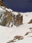 Skiing exit couloir on Sout Teton