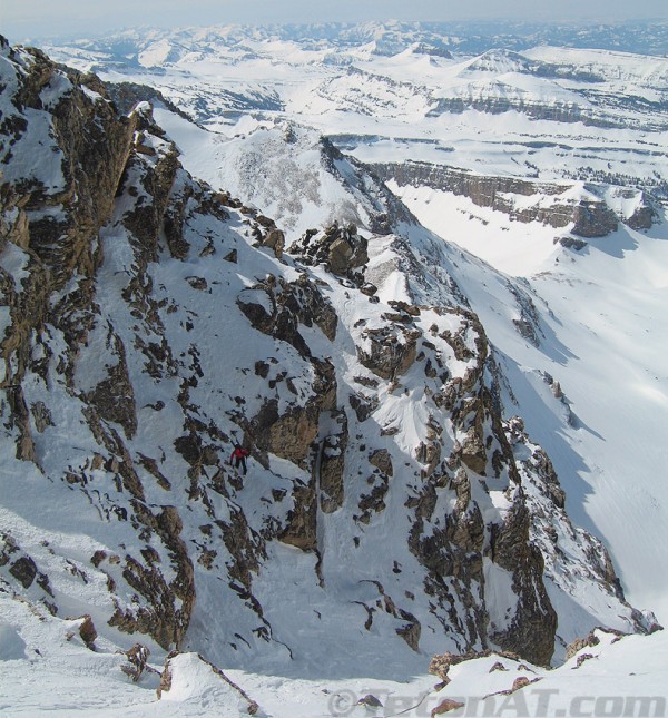 steve-romeo-hiking-back-towards-teh-summit-of-the-midle-teton