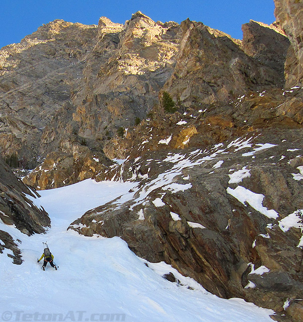 steve-romeo-climbs-the-crux-exit-to-southwest-couloir-on-mount-moran